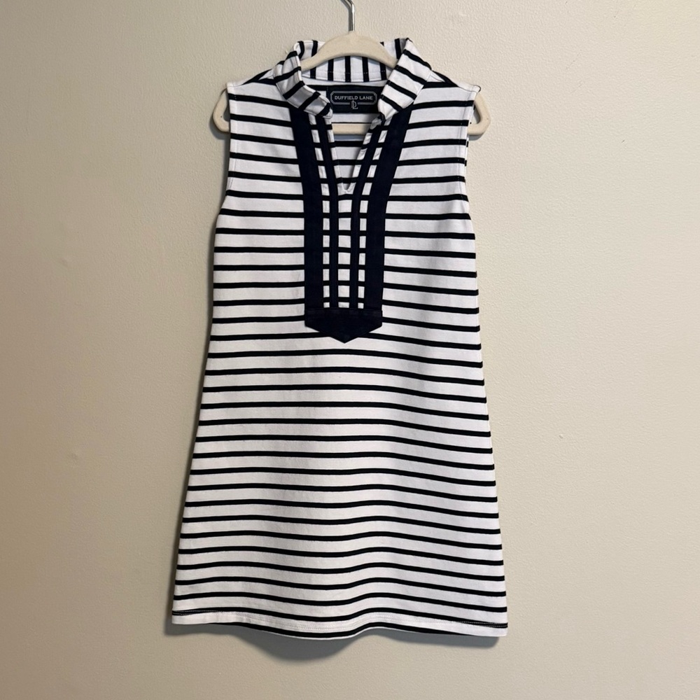 Duffield Lane Navy and White Striped Hooded Shift Dress